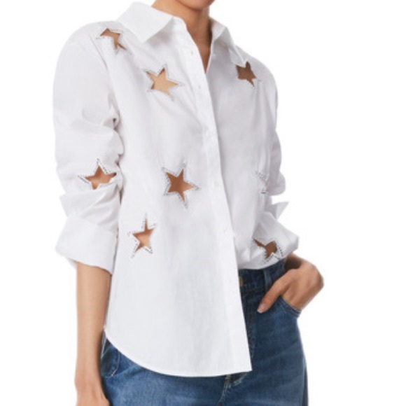 Alice + Olivia Tops - ALICE & OLIVIA Finely Star Embellished button down